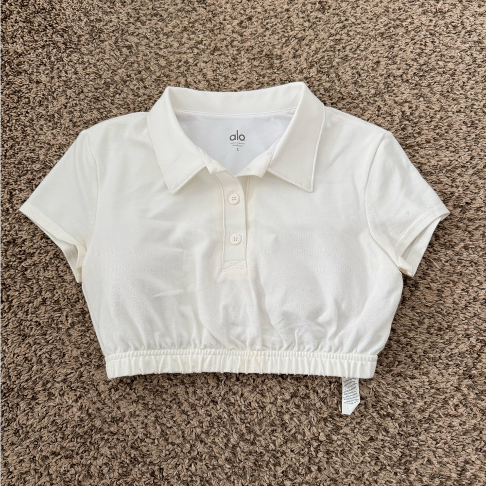 Alo Yoga Cream Polo Crop Top